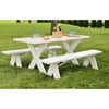 DuraTrel 6' White Vinyl Picnic Table with Benches