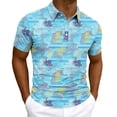 thumbnail image 2 of COSFO Men Polo Shirts Short Sleeve Mesh Hawaiian Performance Shirt Collared Summer Quick Dry Slim Fit Pullover Tops, 2 of 6