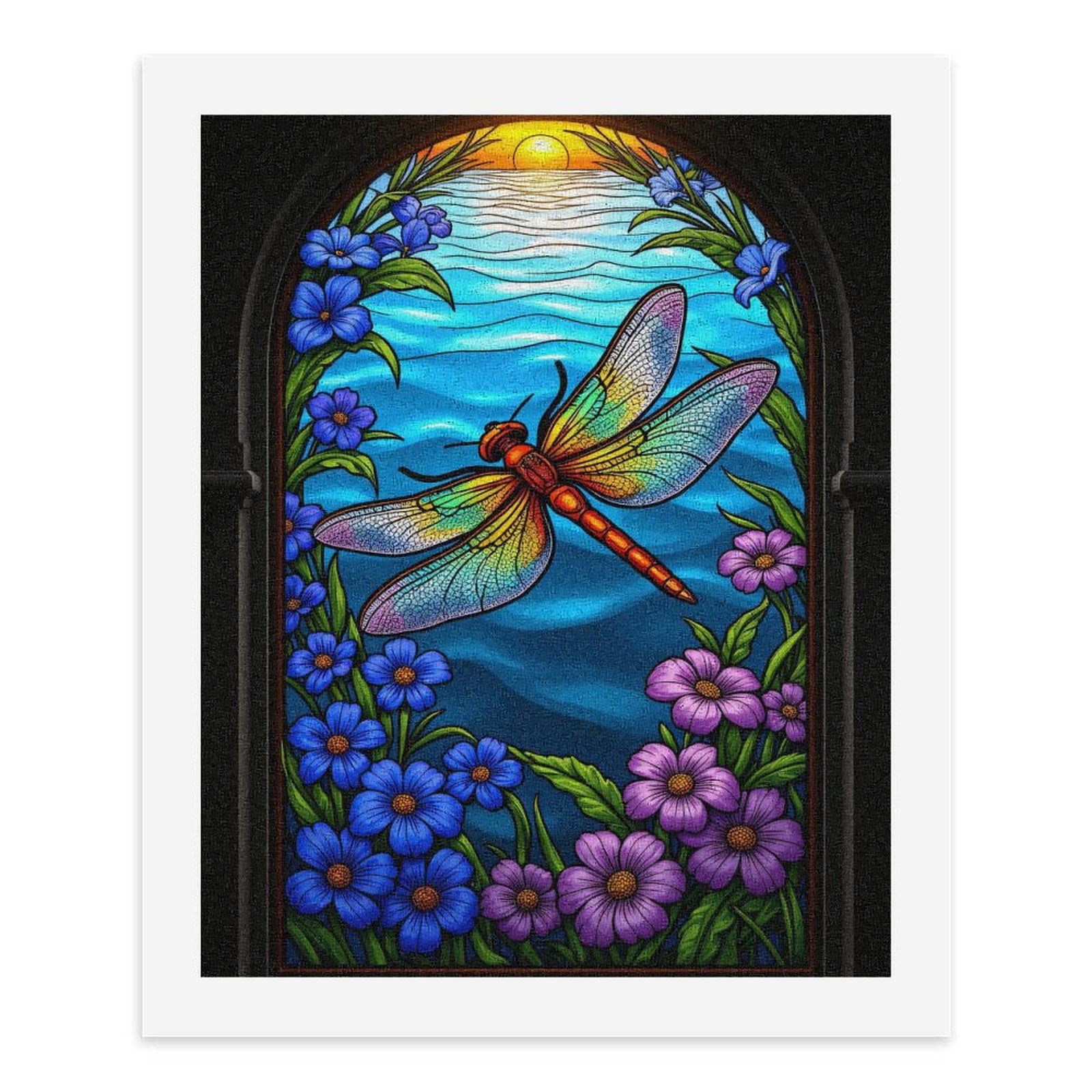 Paint by Numbers Kit for Adults, Colorful Dragonfly Stained Glass Scene Paint by Numbers, Easy Paint by Numbers Kit for Adults Beginner, DIY Adult Paint by Number Kits on Canvas, Home Decor
