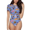 thumbnail image 1 of Balery Fastfoods Body de cuello redondo de manga corta para mujer Tops de manga corta Tops básicos-Large, 1 of 7