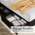 thumbnail image 6 of Allewie Upholstered Queen Size Platform Bed Frame with 4 Storage Drawers and Headboard, Diamond Stitched Button Tufted, Black Brown, 6 of 8