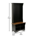 thumbnail image 5 of BizChair 31.5" Wide Hall Tree with Bench, 3 Single Storage Hooks, and 4 Lower Storage Cubbies with Adjustable Shelves in Black with Walnut Seat, 5 of 12