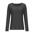 thumbnail image 4 of Byworldtasic Long Sleeve Henley T Shirts for Women Button Down Slim Fit Tops Scoop Neck Ribbed Knit Shirts, 4 of 7