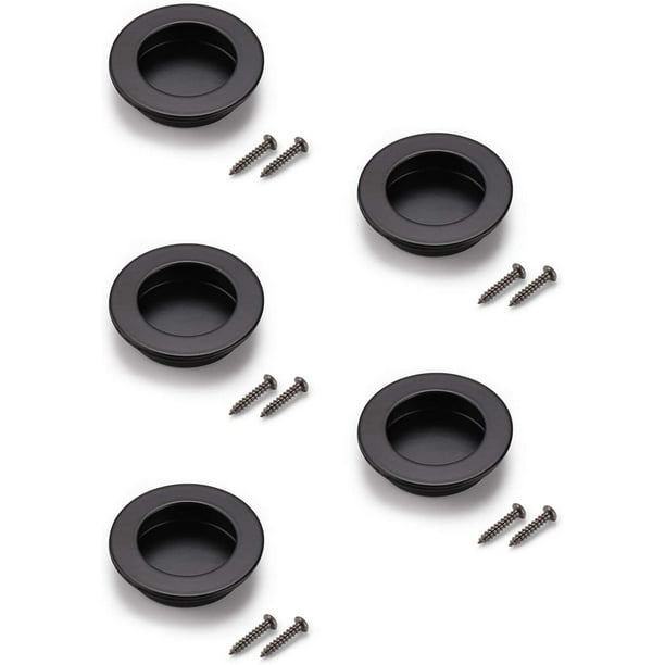 5 Pack Round Flush Door Pulls Black Recessed Sliding Handles Stainless Steel Cabinet 2 Inch 50mm Diameter Closet Finger Com Round Flush Door Pulls Black Recessed, Round Recessed Closet Door Pulls