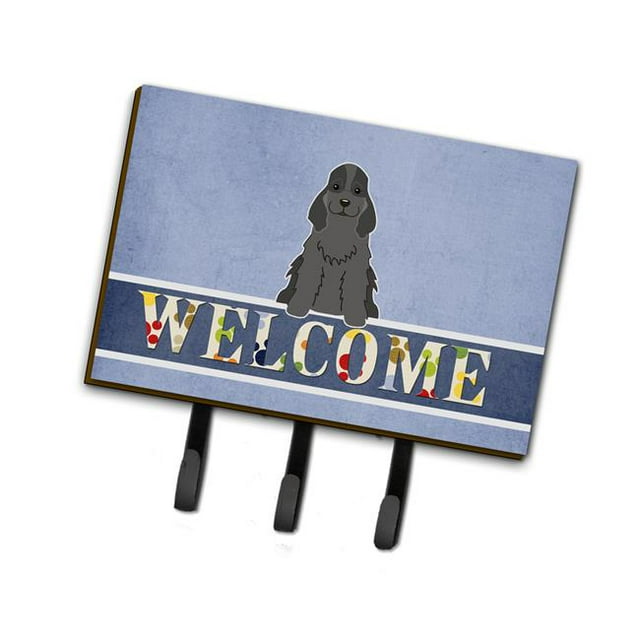 Carolines Treasures BB5673TH68 Cocker Spaniel Black Welcome Leash or Key Holder