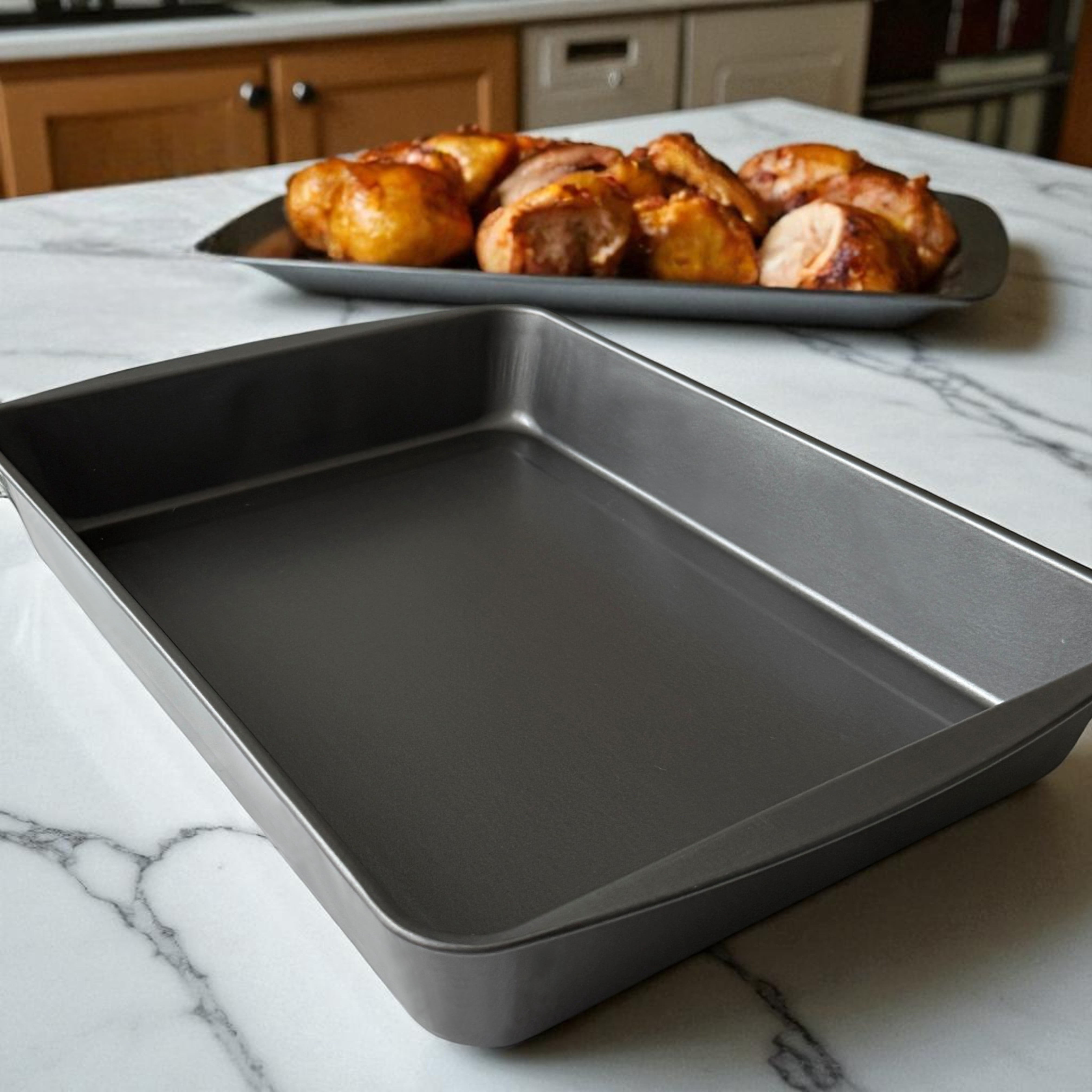 (3 pack) Mainstays Nonstick Jumbo Roaster, 17.2" x 12.7" x 2.7", Gray