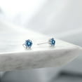 thumbnail image 4 of Gem Stone King Platinum Stud Earrings for Women Men Persian Blue Round Moissanite (1.00 Cttw), 4 of 6