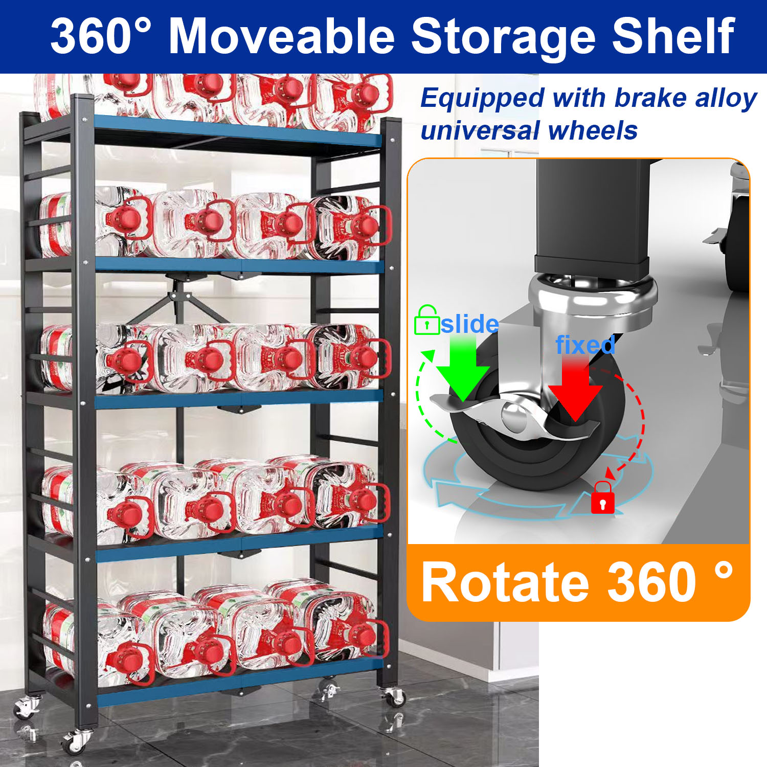 Camkey 4-Tier Foldable Storage Shelf with Wheels photo 6