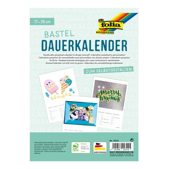 Folia Bringmann 2314 Creative Wall Calendar  White, 170 x 240 mm