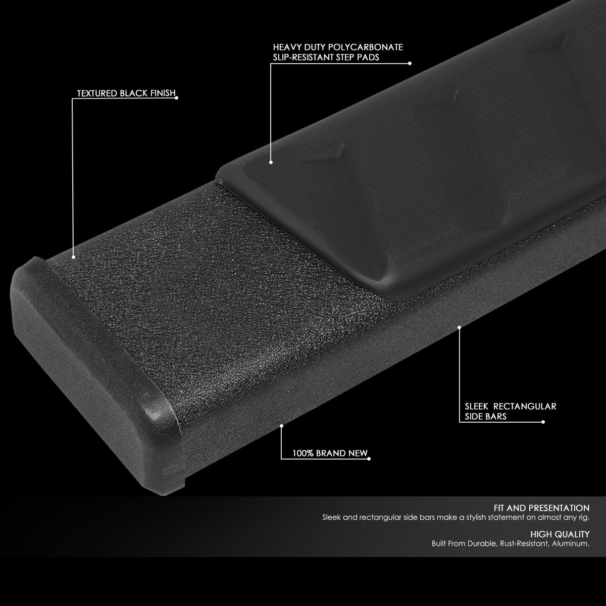 DNA Motoring 5" OD Black Side Step Nerf Bars Running Boards for 2009-2022 Ram 1500 Quad Cab