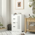 thumbnail image 7 of Bathroom Storage Cabinet Freestanding, Floor Cabinet with 4 Drawers & 1 Cupboard, 3-Level Adjustable Shelf & Anti-Toppling Device, Entryway Storage Unit Console Table, Storage Organizer, White, 7 of 7