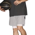 thumbnail image 2 of Pantalones cortos para hombre, bolsillos laterales con cordón, pantalones deportivos informales de corte holgado para entrenamiento en casa M Gris, 2 of 8