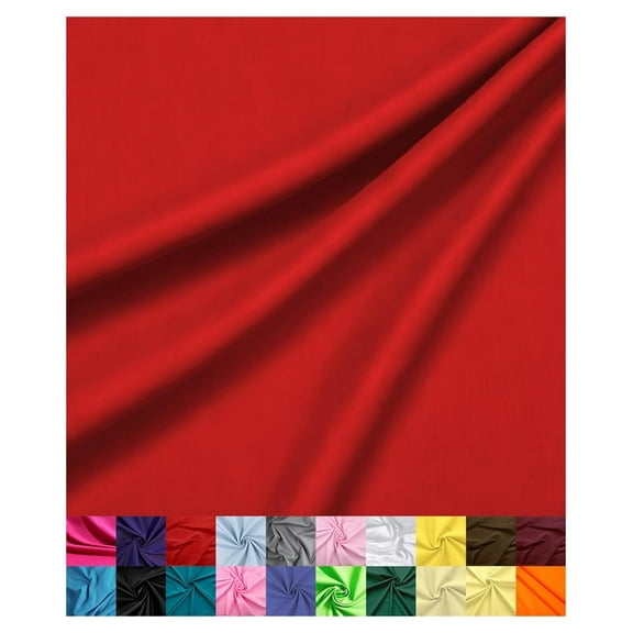 | Cotton Fabric for Sewing | Broadcloth Fabric | by The Yard | 60" Wide Roll | Lightweight, Breathable | Lining, Home Textile, Skirts, Tote Bags (Red, 7 Yard)