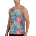 thumbnail image 2 of KLL blue pink colorful cracked texture Print Men's Muscle Gym Workout Stringer Tank Tops Bodybuilding Fitness T-Shirts Tank Tops Men-, 2 of 7