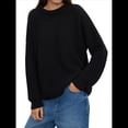thumbnail image 1 of Suéter de Cuello Redondo para Mujer, Larga, Farol, Tejido , Holgado e Informal Negro L, 1 of 9
