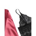 thumbnail image 4 of Faithtur 4 Pièces Pyjama Set V Cou Cami Tops Dentelle Garniture Shorts Robe Ceinturée Dentelle String Ensembles de Vêtements de Nuit, 4 of 9