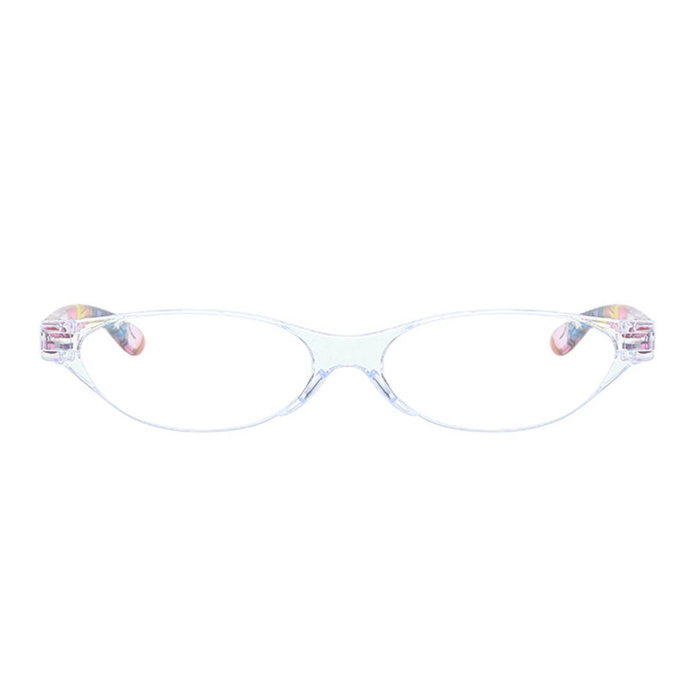 3 Pairs of Oval Clear Frame Brown Temple Anti-Blue Light Reading Glasses for Women Printed Ultralight Presbyopia Glasses Plastic Readers +3.00 with Case