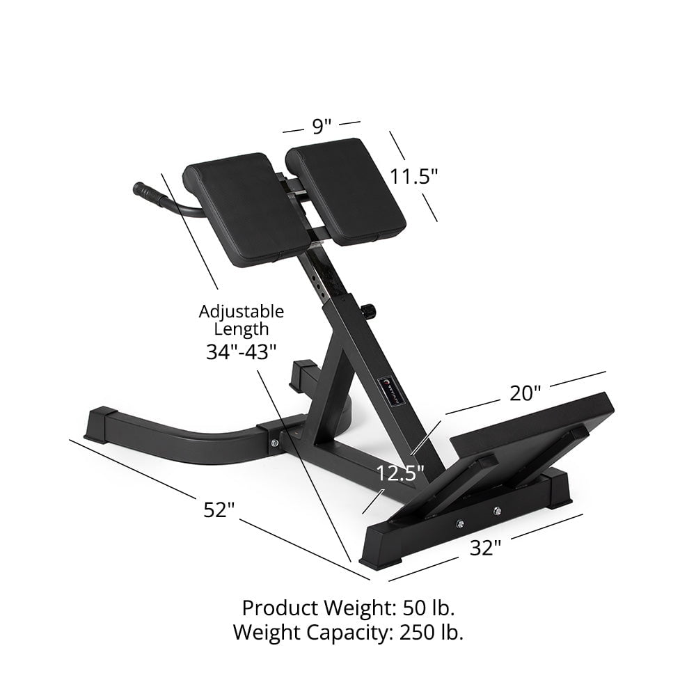 Titan Fitness Roman Chair Back Extension Machine, Adjustable Hyperextension Bench, Soft Durable Padding, Non-Slip Footplate, Adjustable Height, Exercise Equipment for Core, Back, Hamstrings, Glutes