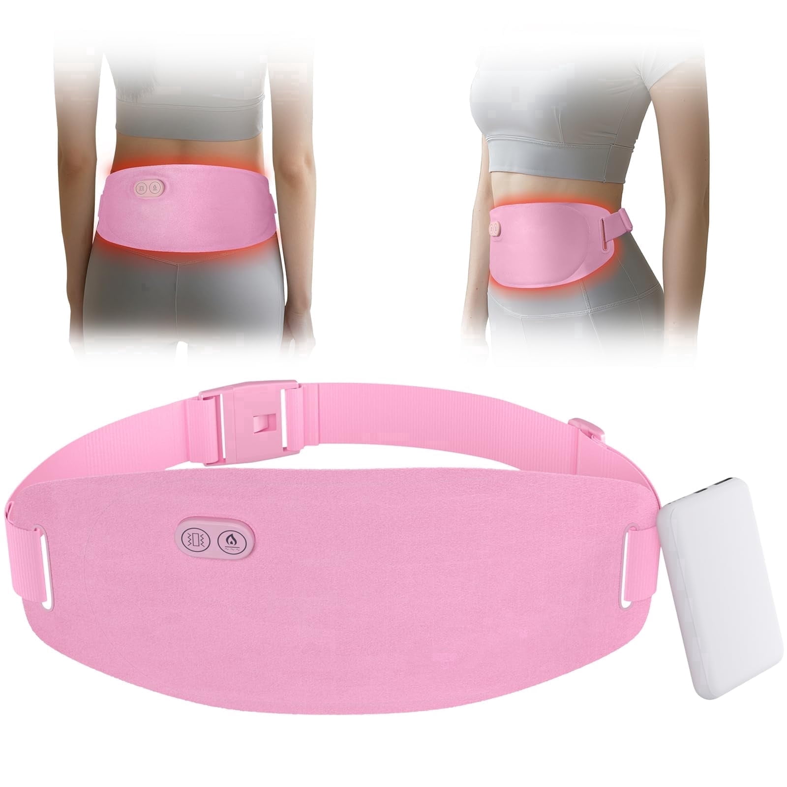 TeSabMi Portable Heating Pad for Period Cramps Ultra Thin Cordless Fast Heat Pad 3 Heat levels 5 Massage Modes Gifts for Women Her