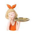 thumbnail image 1 of Estatua de resina para niña con bandeja para servir, escultura para niña, soporte para almacenamiento de llaves, figurita creativa moderna para , Naranja BLESIY Bandeja de escultura de niña, 1 of 6