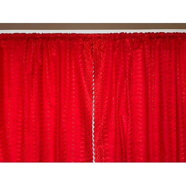 Cotton Eyelet Window Curtains Scalloped Sides (2 Piece Set) 42" Wide Panels Red