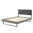 thumbnail image 3 of Platform Bed Frame, Full Size, Wood, Grey Gray, Modern Contemporary Urban Design, Bedroom Master Guest Suite, 3 of 10