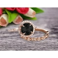 thumbnail image 4 of Milgrain 2.25 Carat Round Cut Black Diamond Moissanite Wedding Set Engagement Bridal Ring 10k Rose Gold Marquise Matching Band, 4 of 6