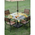 thumbnail image 4 of Outdoor Tablecloth with Umbrella Hole for Patio/Picnic/Party/Camping, Forsythia Flowers Waterproof Table Cloth Square Cover Washable, Spring Yellow Floral Hummingbird Blue Plaid (60"x 60"), 4 of 8