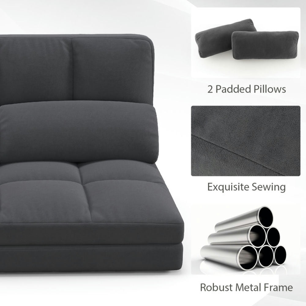 Finihen Floor Sofa, Adjustable Folding Floor Sofa Bed, Floor Sofa Bed with 6 Positions Adjustable Backrest Skin-friendly Velvet Cover, for Living Room, Bedroom, Dark Gray Finihen Floor Sofa, Adjustable Folding Floor Sofa Bed, Floor Sofa Bed with 6 Positions Adjustable Backrest Skin-friendly Velvet Cover, for Living Room, Bedroom, Dark Gray