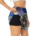 thumbnail image 2 of Bixox Women's Astronaut in Outer Space pattern 2 in 1 Running Shorts - Lightweight Athletic Workout Gym Yoga Shorts Liner with Pockets - X-Large, 2 of 7