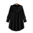 thumbnail image 3 of DYMADE Women Plus Size Plush Hooded Irregular Long Sleeve Single Breasted Mid-Length Coat, 3 of 3