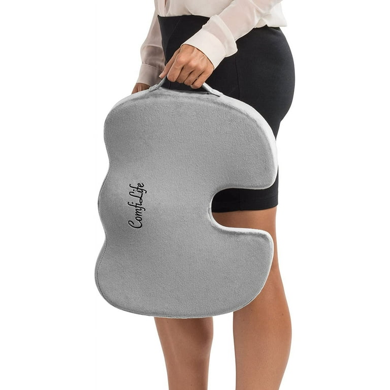 ComfiLife Coccyx Orthopedic Memory Foam Office Chair and Car Seat Cushion  for Back Pain and Sciatica Relief (Gray) 