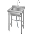 thumbnail image 2 of EDTara 18" Stainless Steel Utility Sink, Freestanding Commercial Single Bowl With Cold and Hot Water Pipe for Versatile Use In Kitchen or Laundry, 2 of 5