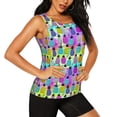 thumbnail image 2 of Wukai Graffiti Pineapples Print &nbsp;Women's Workout Tank Top Mesh Yoga Shirts Athletic Running Tank Tops Athletic Gym Shirts - XX-Large, 2 of 8