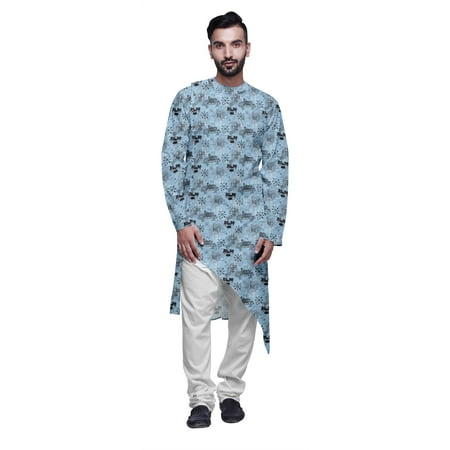 

Atasi Designer Printed Summer Wear Long Kurta With White Pajama Set For Men