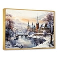 thumbnail image 2 of Designart "Winter in European Village A Landscape" Landscapes Framed Wall Art - Traditional White Winter Landscape Entryway Framed Wall Art, 2 of 6