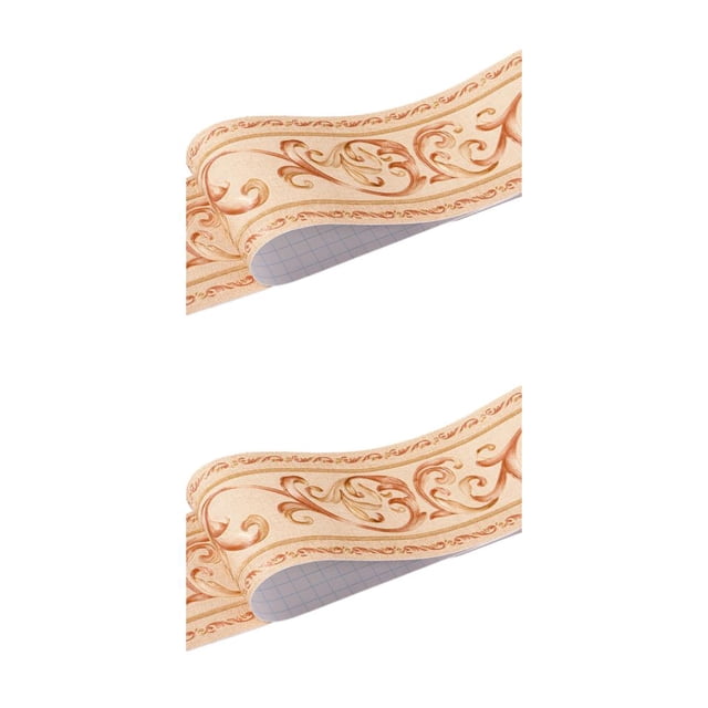 Línea de rodapié autoadhesiva Bewildely veteado de madera flor de vid marrón 2Conjunto