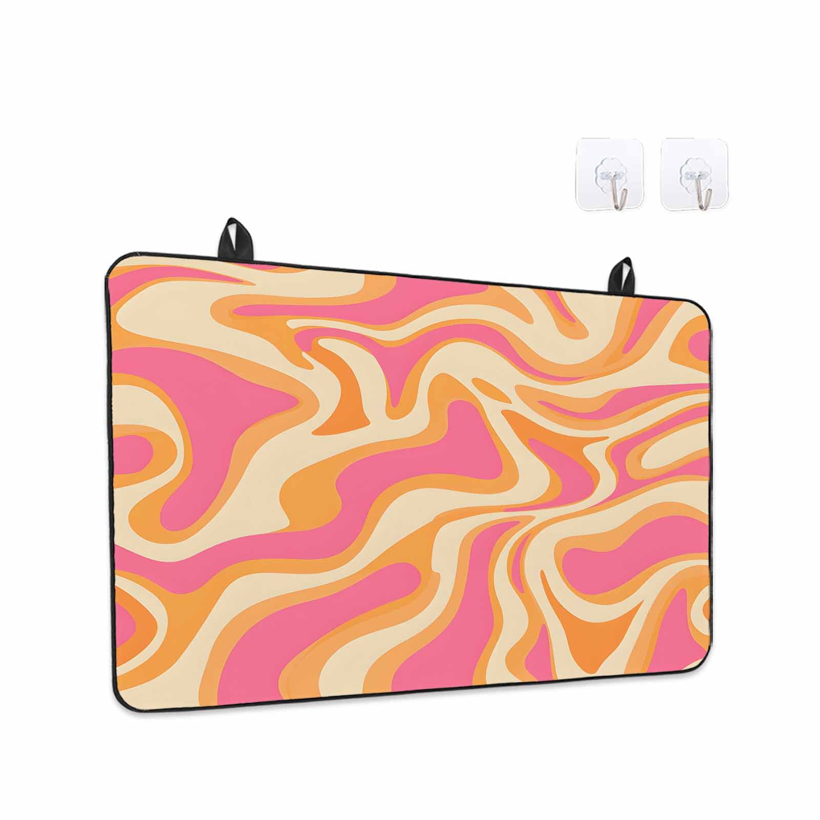 Pink Orange Stove Top Cover for Electric Stove, Heat-proof & Non Slip Glass Top Stove Cover Protector, Art Abstract Modern Geometric Kitchen Flat Cooktop Rubber Mat 24x21 Inches