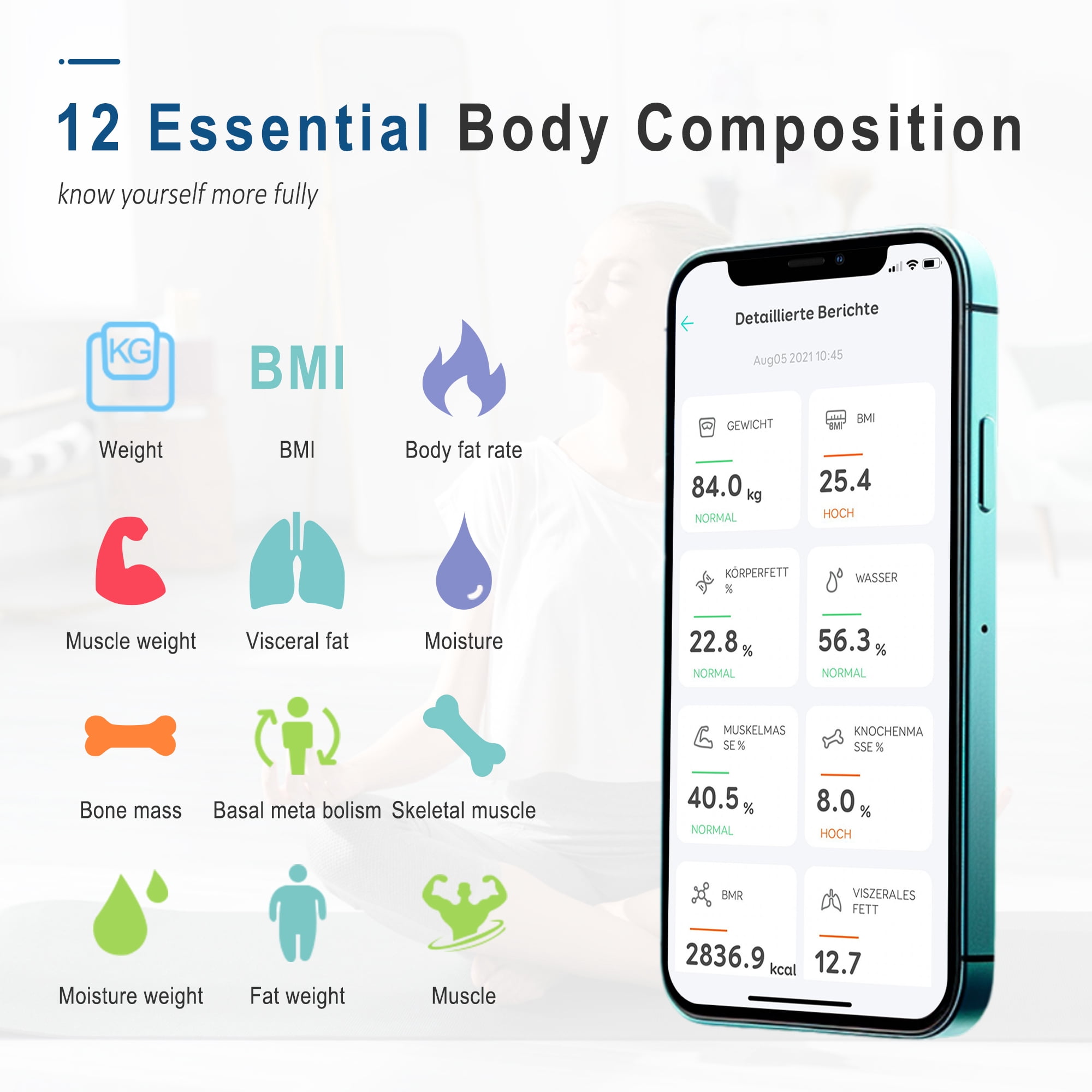 Signature Fitness Digital Body Weight Scale with LED Display, High Precision Electronic Bathroom Scale, 400 lbs Capacity, Black/White