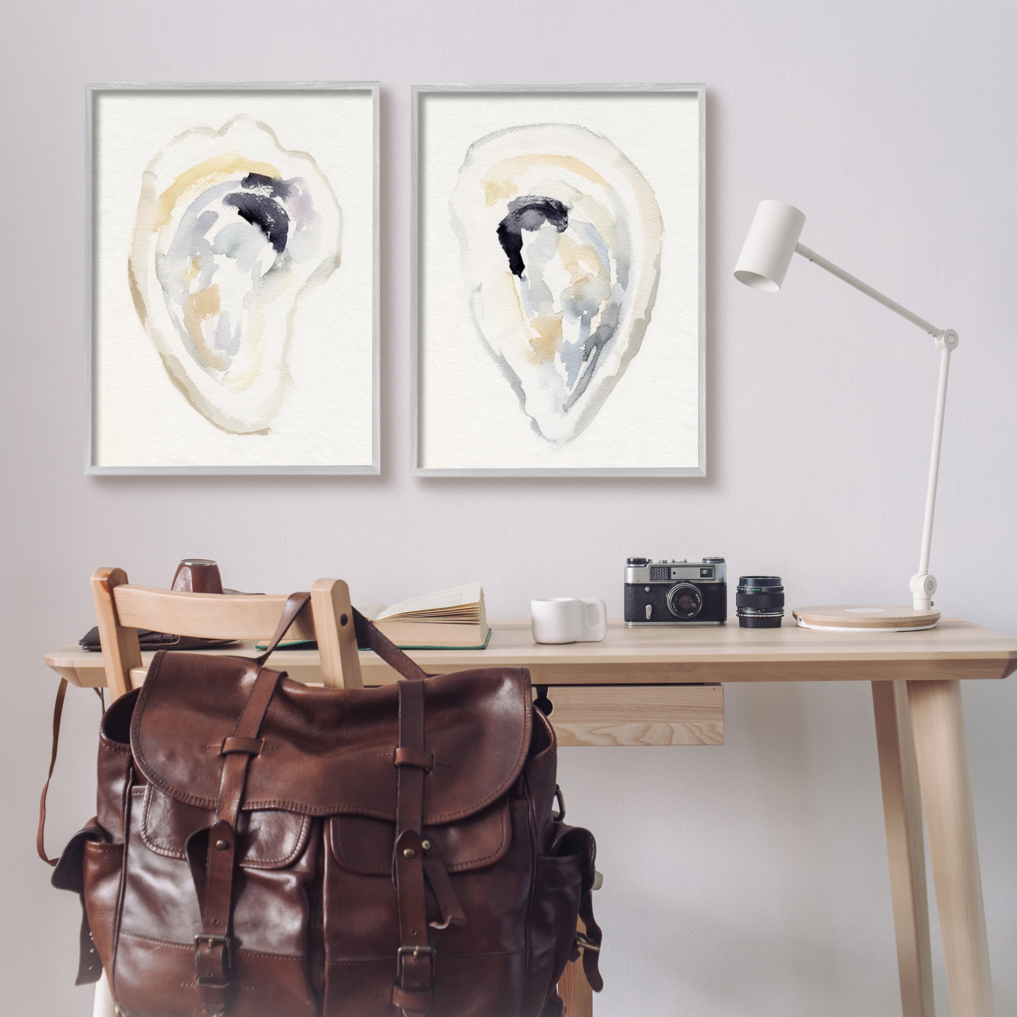 Stupell Industries Abstract Watercolor Detail Oyster Clam Shell Framed Wall Art, 24 x 30, Design by Victoria Barnes