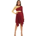 thumbnail image 4 of ZALDITA Women Praise Dance Dress Turtleneck Long Sleeve Worship Liturgical Lyrical Dancewear Burgundy L, 4 of 7