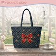 thumbnail image 7 of XYZCANDO Christmas Bow Dark Quilted Shoulder Tote Bag Large Capacity Lightweight Handbag for Women Holiday Shopping Travel Work Daily Use, 7 of 7