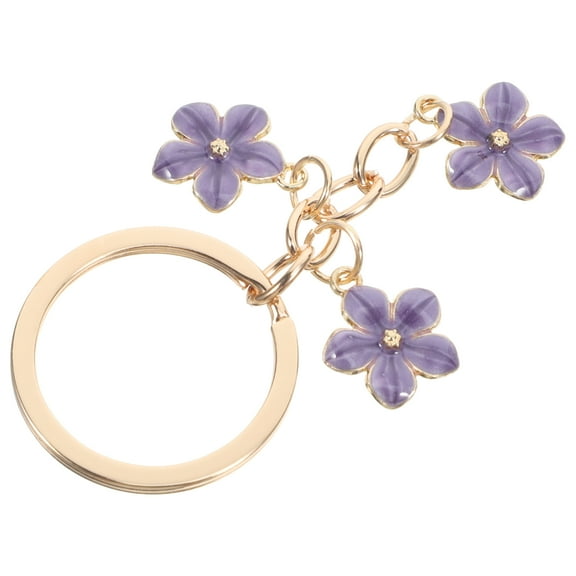ELAYARD Cherry Blossom Keychain for Women, Purple Zinc Alloy, Stylish Key Ring, 1 Pack