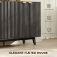 thumbnail image 4 of 55" Modern Sideboard Buffet Cabinet with Fluted Doors Wood Legs, Dark Gray, 4 of 8