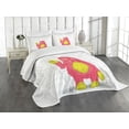 thumbnail image 3 of Ambesonne Science Quilted Bedspread Set 3 Pcs, Funny Smart Monster, Queen Size, Yellow White and Pink, 3 of 5