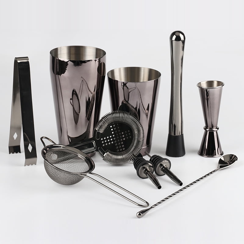 10PCS Stainless Steel Boston Cocktail Maker Cocktail Shaker Drink Bar