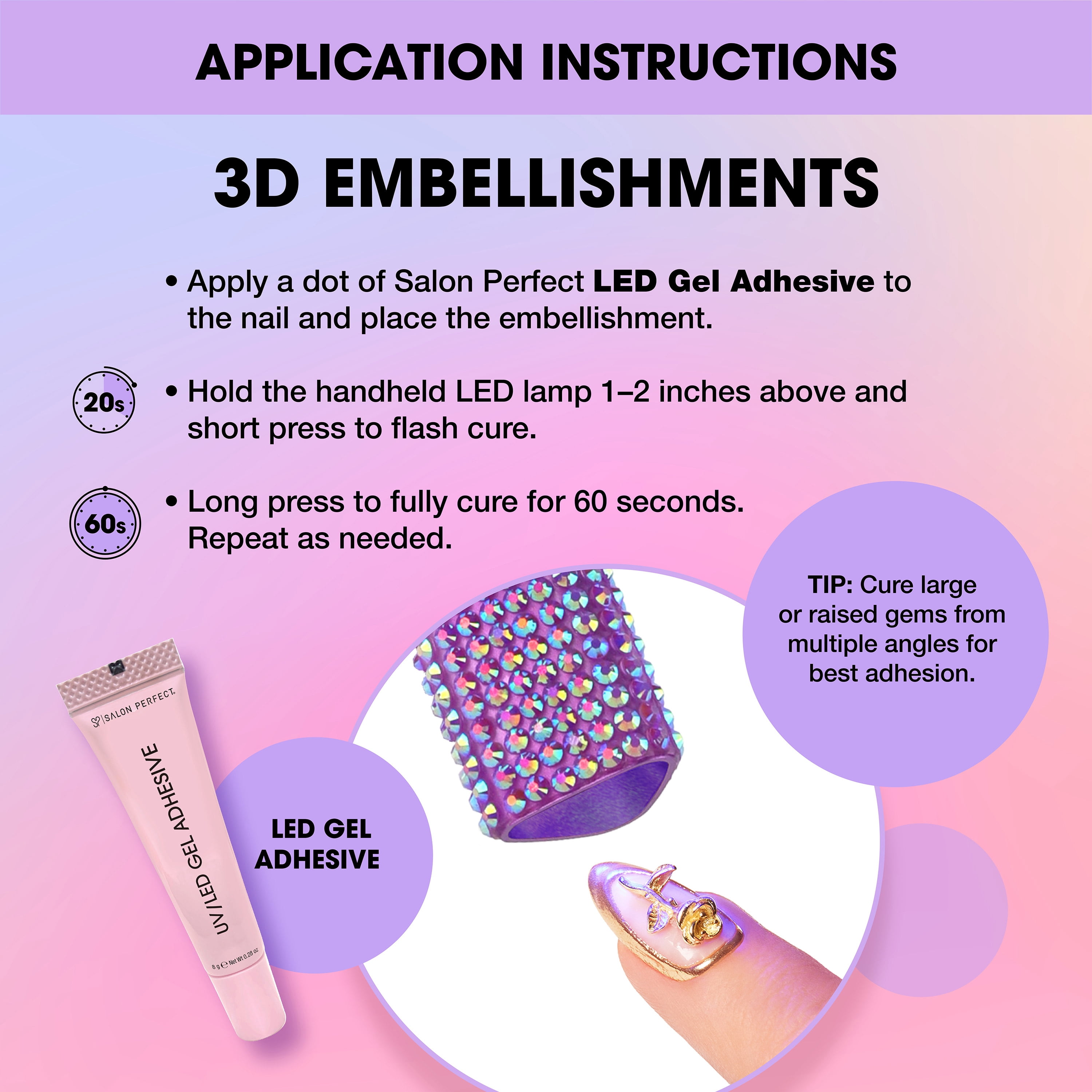 Salon Perfect Cordless Nail Lamp with Stand, Handheld UV/LED Light for Gel Nail Polish, Rechargable USB Nail Dryer for Fast Curing, Pink