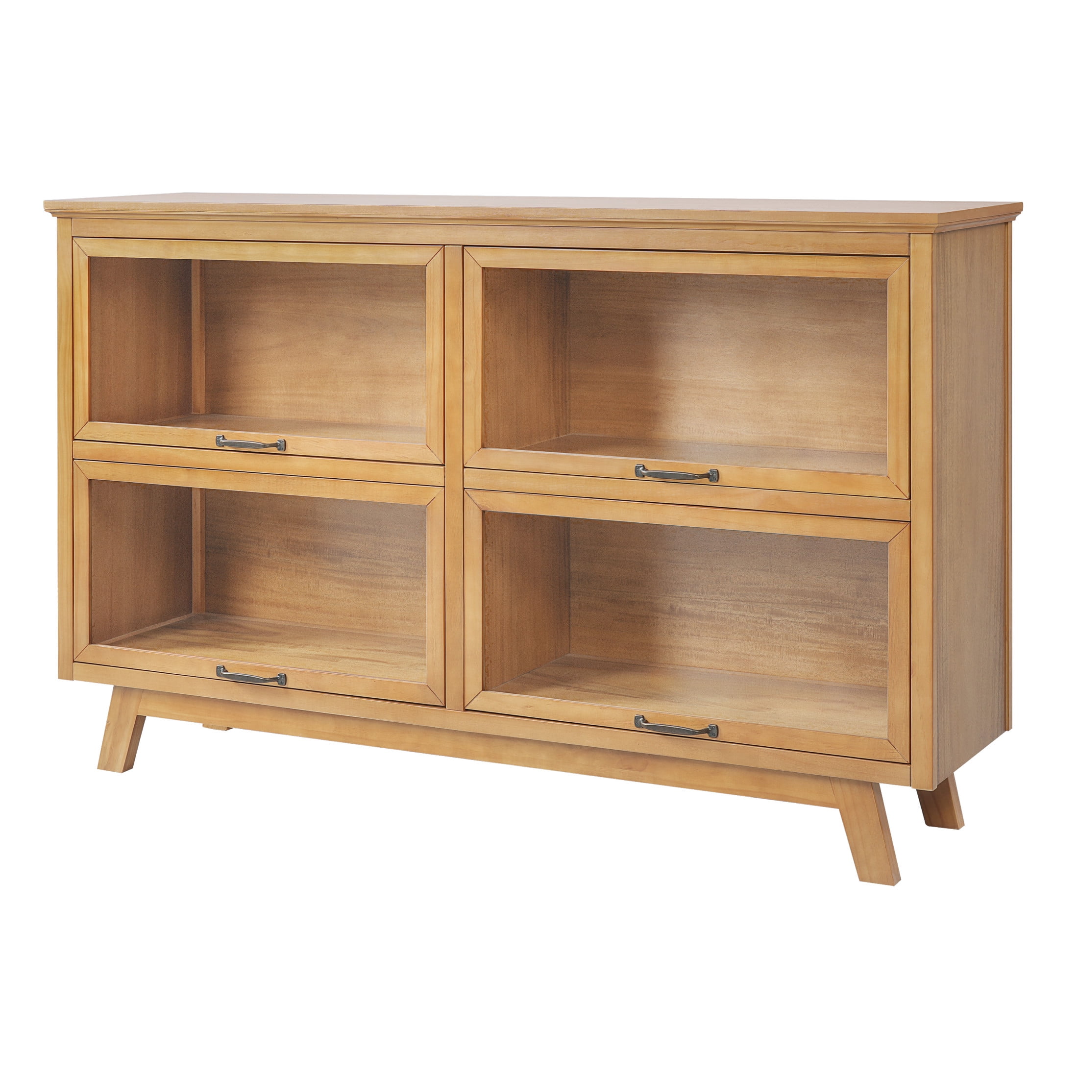 Christopher Knight Home Storage Cabinet with 4 Glass Doors, Display Cabinet with Tapered Legs, Natural