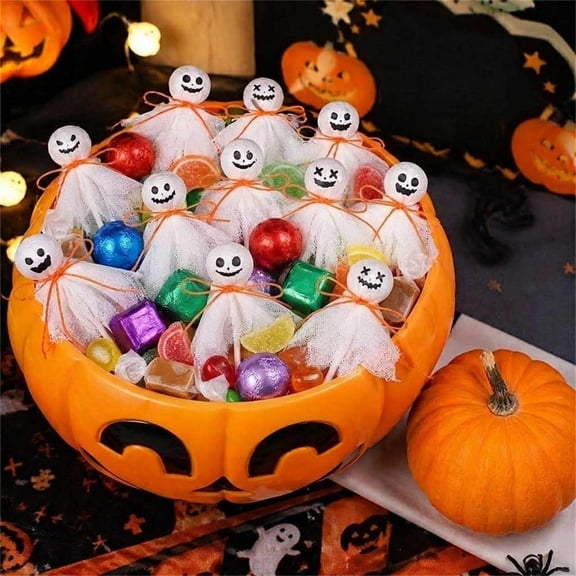 Halloween Ghost Lollipop Decorations 12Pcs, DIY Cute Ghost Candy Covers Wrappers, Spooky Halloween Party Favors, Goodie Bag Fillers, Festive Cake Pop Toppers
