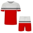 thumbnail image 3 of toraway Autumn Mens Suits 2 Piece Regular Fit Mens Spring Summer Leisure Sports Breathable Absorbing Stitching Printed Short Sleeve Shorts Two Piece Set L, 3 of 4